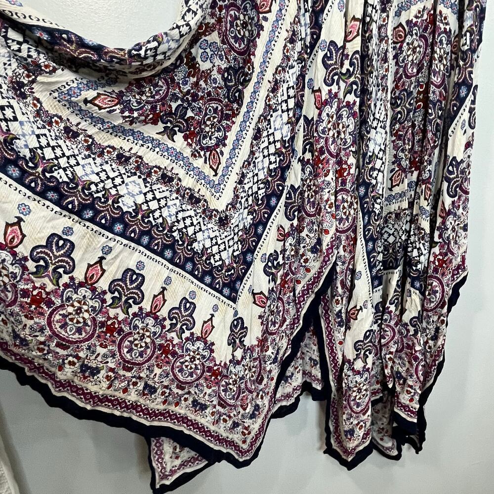 Bila Women Midi Dress Floral Multicolor Boho Rayon Beach Size M Asymmetric Hem - Picture 5 of 12